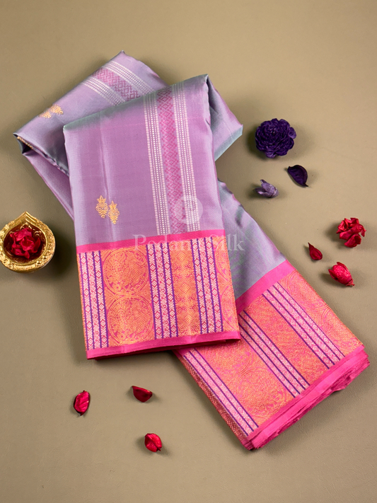 Twilight Serenity of Lilac Kanjivaram Silk Saree